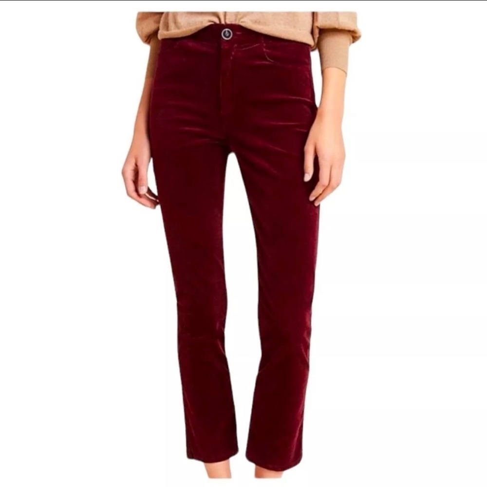 PAIGE Hoxton Ankle Corduroy Skinny Jeans Burgundy Women's Size 32 Office - Picture 1 of 11